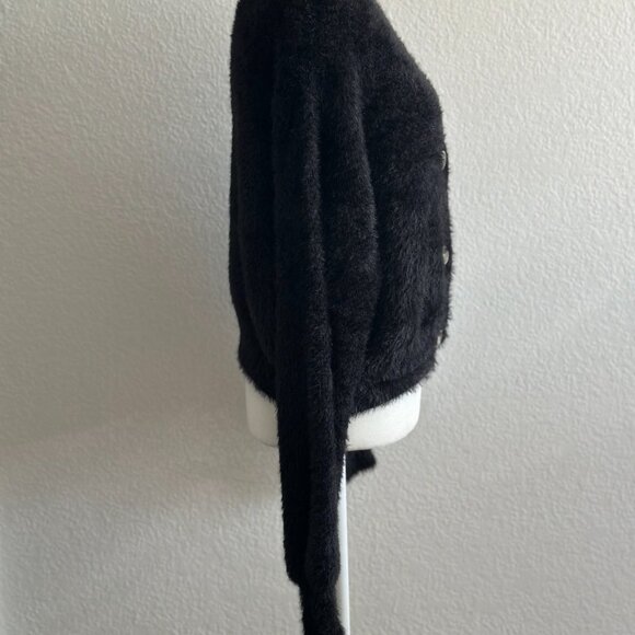 Debut Fuzzy Black Button-Front Cardigan – Size M/L – Soft Cozy Knit - Picture 4 of 8